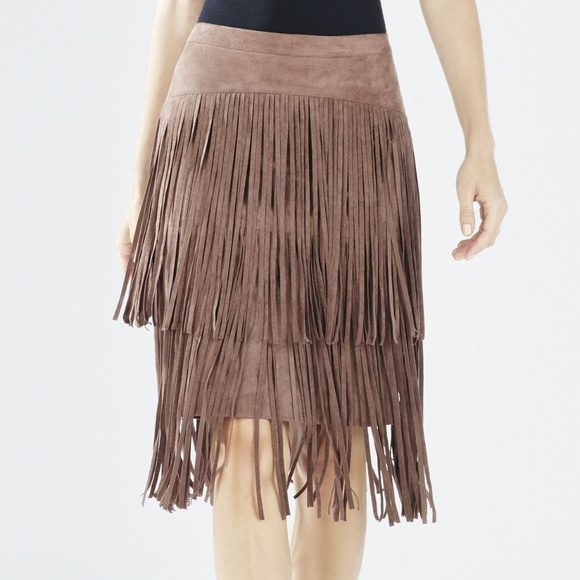 BCBGMaxAzria Dresses & Skirts - NWT.. BCBG Rashell fringe skirt in Toffee